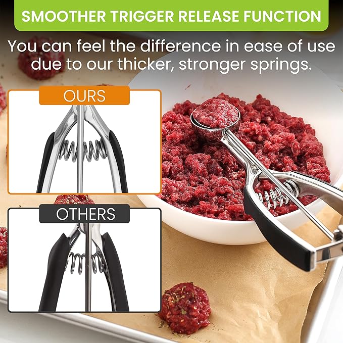 Spring Chef Small 1 Tablespoon Stainless Steel Cookie Scoop - Image 4