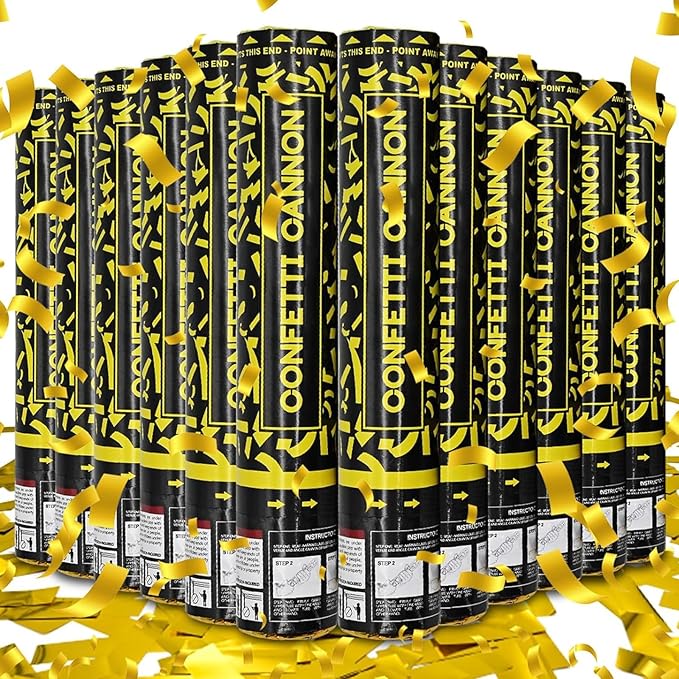 Gold Confetti Cannons 12 Pack by PEMUISE