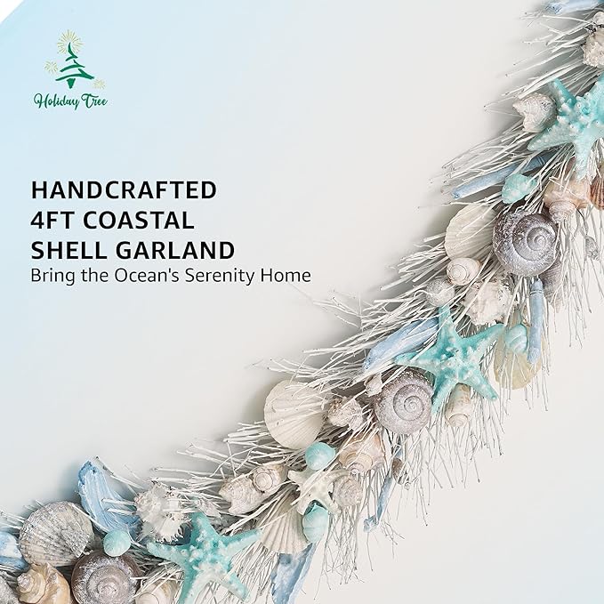 HOLIDAY TREE Handcrafted 48'' Shell Coastal Summer Garland - Image 6