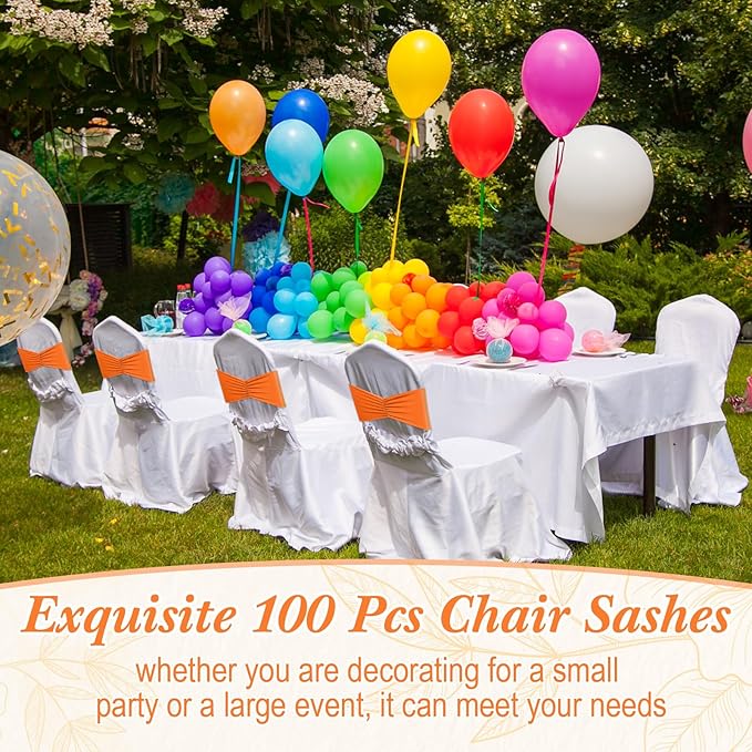 Moukeren 100 Pcs Spandex Chair Sashes Bows Bands Slider Sashes - Image 4