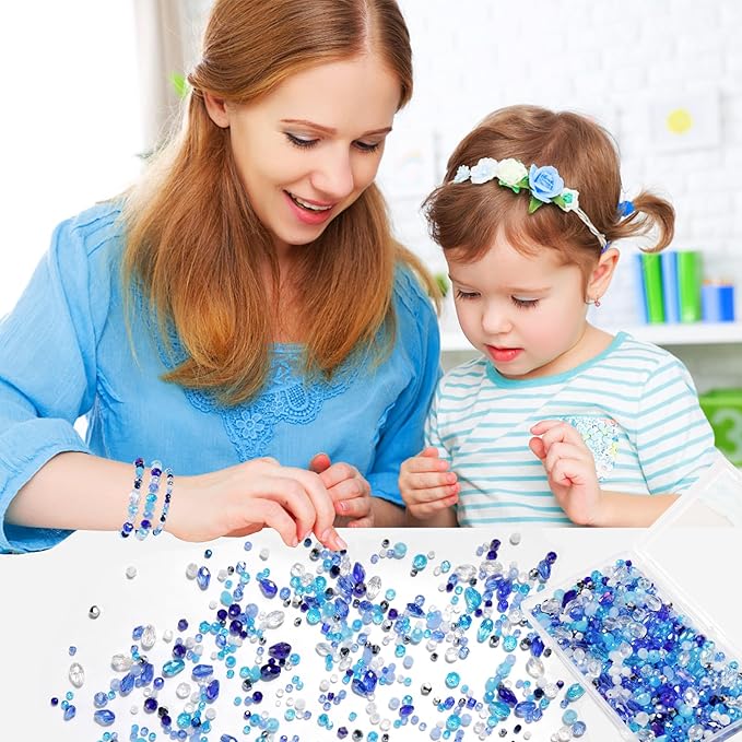 Glass Beads for Jewelry Making -800PCS Blue Crystal Beads for Bracelet Making - Image 4