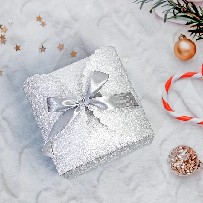 Silver Glitter Gift Boxes, Valentine's Day and More, 4.75” x 4.75” x 3.53” - Image 5