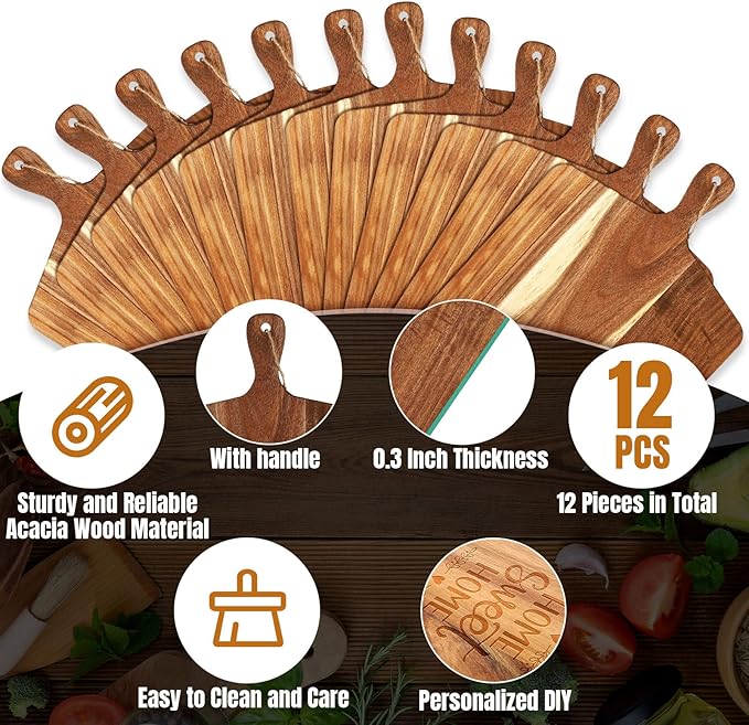 Patelai 12 Packs Wooden Cutting Board Set - Image 2