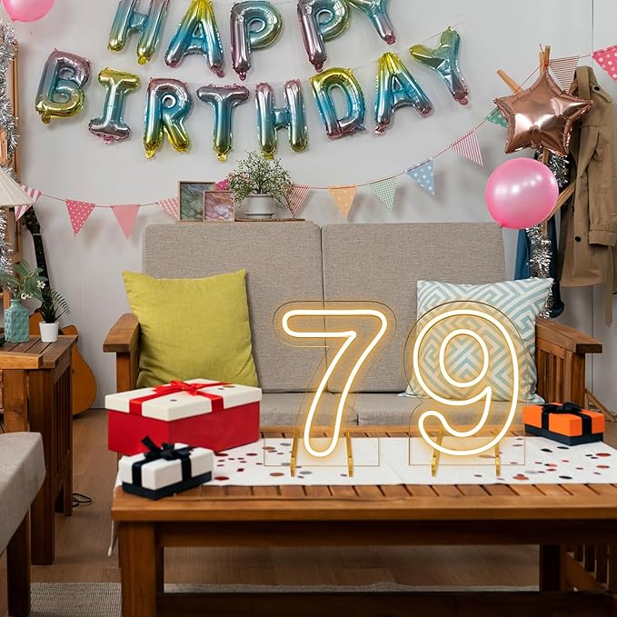 Number 9 LED Neon Sign Backdrop Birthday Party Decoration, 11.3" Height Warm - Image 6
