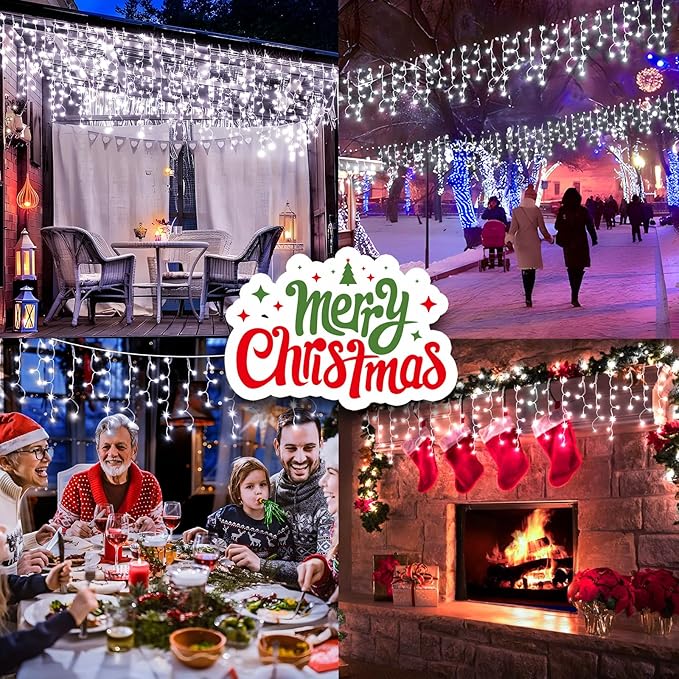 KNONEW Christmas Lights Outdoor Decorations 400 LED 33ft 8 Modes Curtain Fairy - Image 8