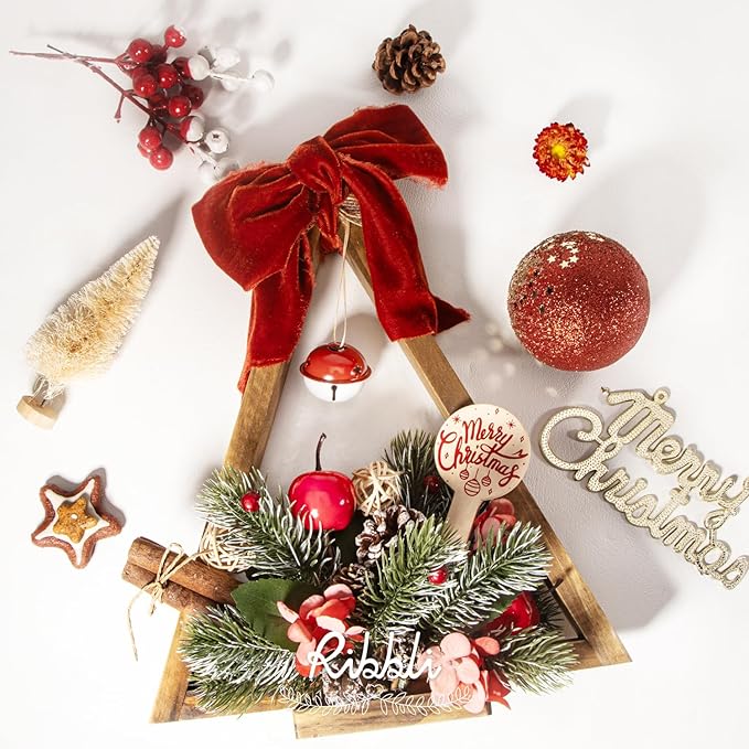 Ribbli Rust Red Velvet Ribbon 1.5 Inch Handmade Frayed Vintage Christmas Ribbon - Image 3