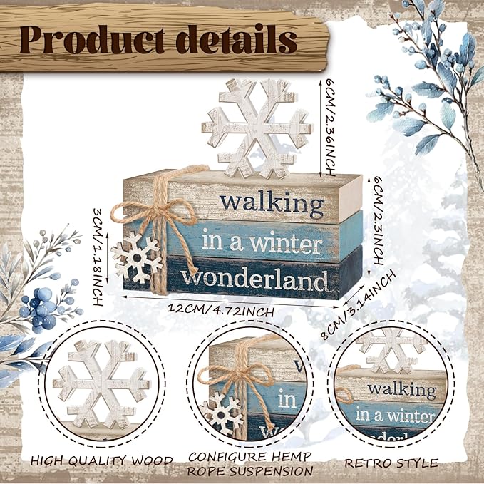 4 Pcs Christmas Table Decorations Winter Snowflake Tiered Tray Decorations - Image 2