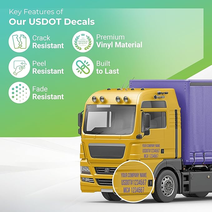 Custom USDOT Truck Decal, Company Name & Registration Stickers, Vinyl Lettering - Image 3