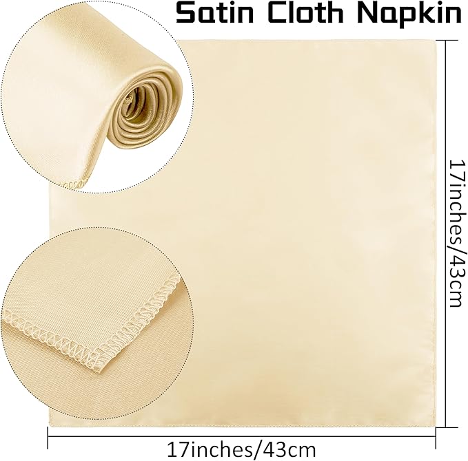 Aneco 12 Pieces Satin Napkins Soft Dinner Napkins Square Weddings Table Napkin - Image 2