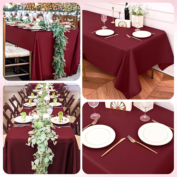 10 Pack Burgundy Tablecloths for 6ft Rectangle Tables 60 x 102 Inch - Image 4