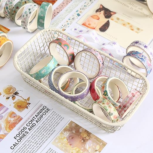 YUBBAEX 60 Rolls Value Washi Tape Pack Retro Arts Masking Tape Basic Patterns - Image 4