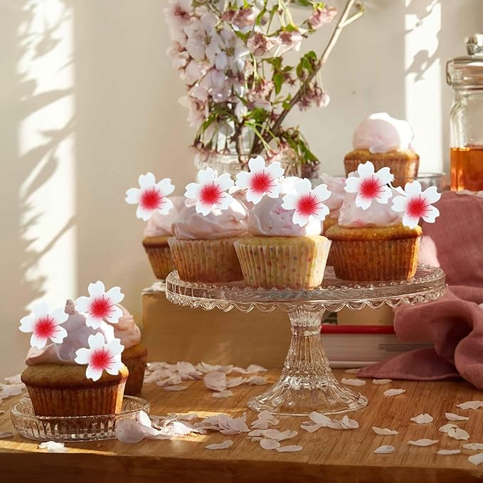 Ephlyn 100Pcs Edible Cherry Blossom Cupcake Toppers Edible Wafer Paper Flowers - Image 6
