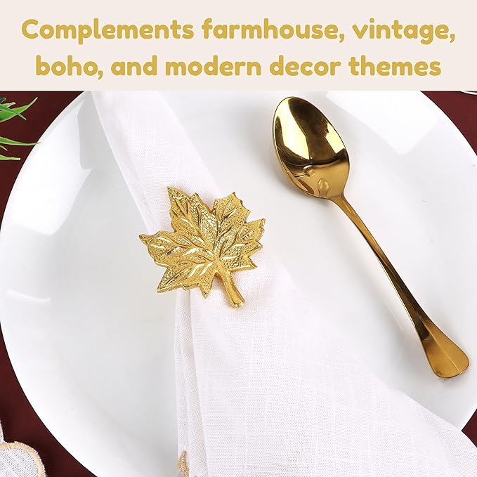 Set of 12 Maple Leaf Napkin Rings - Image 6
