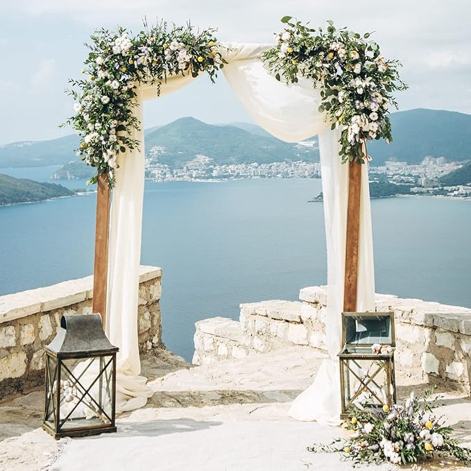 Wedding Arch Draping Fabric 3 Panels 30" x 32 ft White Wedding Arch Drapes by Panelee
