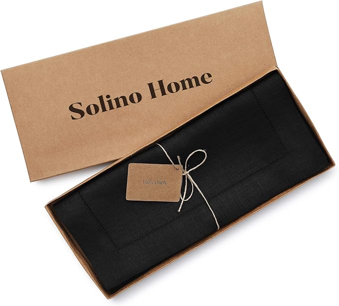 Solino Home Linen Black Table Runner 120 Inches Long - Image 6