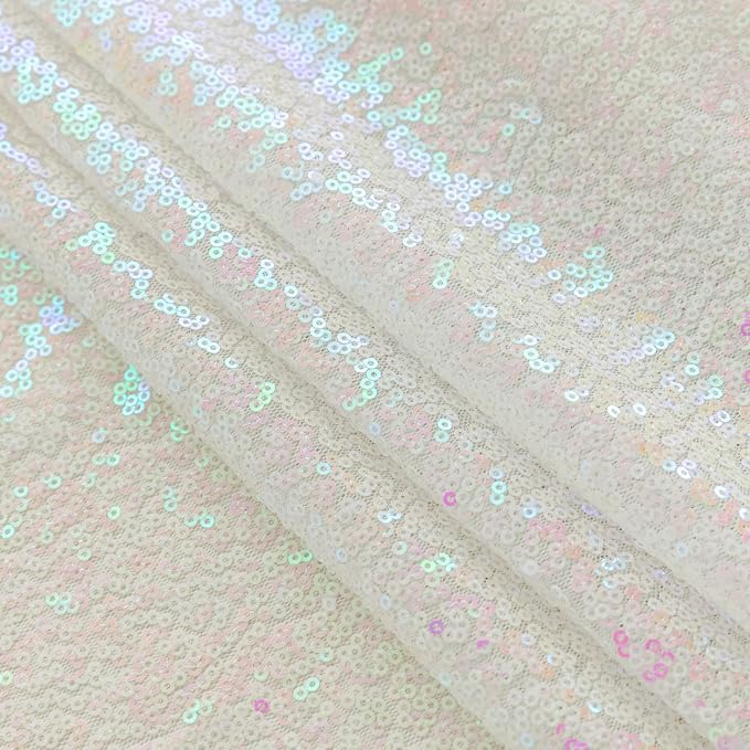 Sugargirl White Iridescent Sequin Backdrop Curtain 4 Panels 2FTx8FT Glitter - Image 8