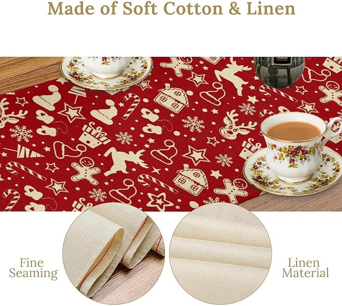 Christmas Table Runner, Seasonal Winter Deer Table Decoration Snowflake Table - Image 5