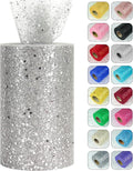 Glitter Tulle Rolls, 6” by 50 Yards Sparkling Tulle Spool Ribbon Sequin Tulle by Miegecha