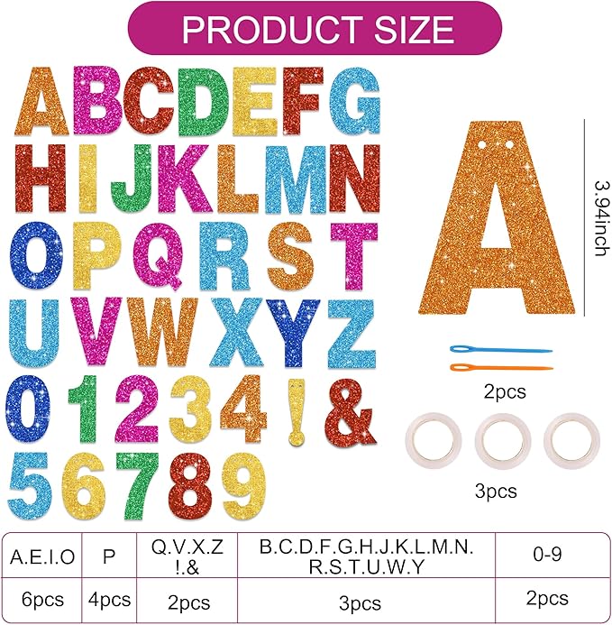 BEISHIDA 116 PCS A-Z Glitter Colorful DIY Letter Banner Kit Make Your Own - Image 3