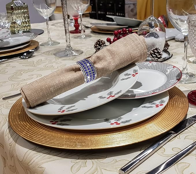 Rhinestone Napkin Ring Diamond Napkin Rings Stainless Steel Blue Crystal Napkin - Image 3