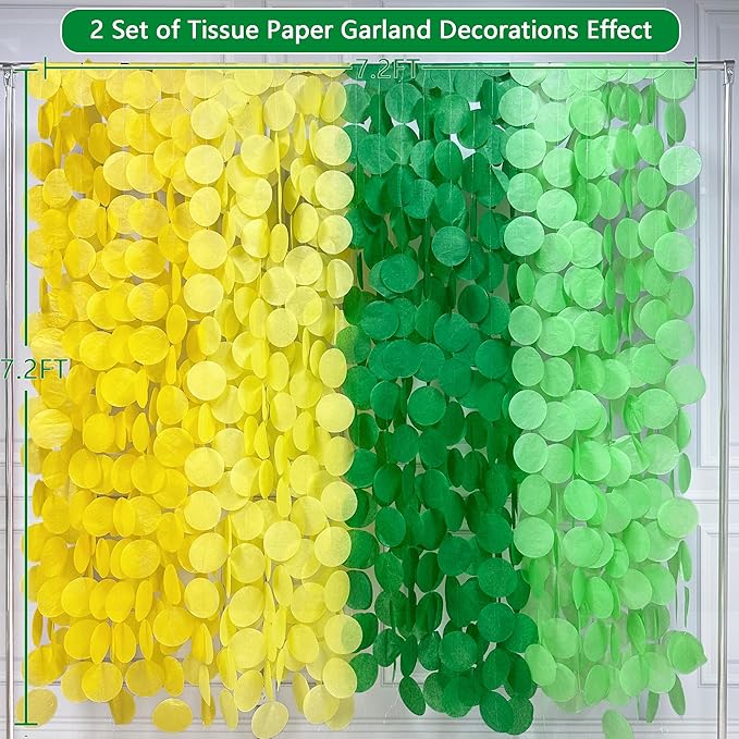 205Ft Yellow Green Party Decorations Ombre Green Yellow Circle Dot Backdrop - Image 3