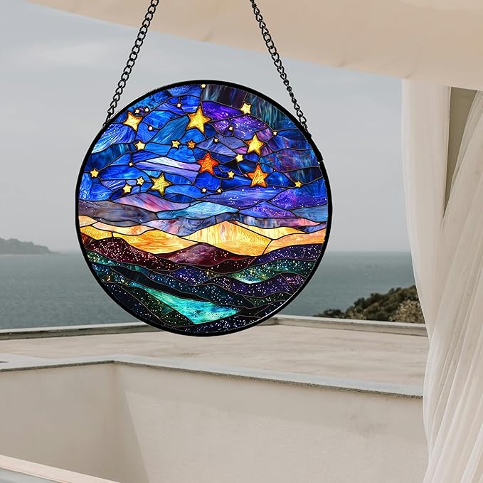 Stained Glass Window Hanging, Men Mom 15 in - Image 6