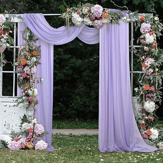 Wedding Arch Draping Fabric 4 Panels 20Ft Length x 28" Width Lilac Arch Drapes - Image 2