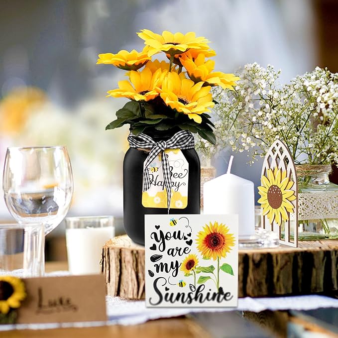 Mason Jar Centerpiece for Table, Rustic Table Decoration for Farmhouse Kitchen - Image 5