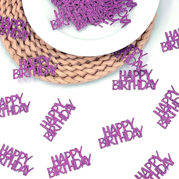 Purple Happy Birthday Confetti Girl Birthday Party Decorations Glitter Table - Image 5