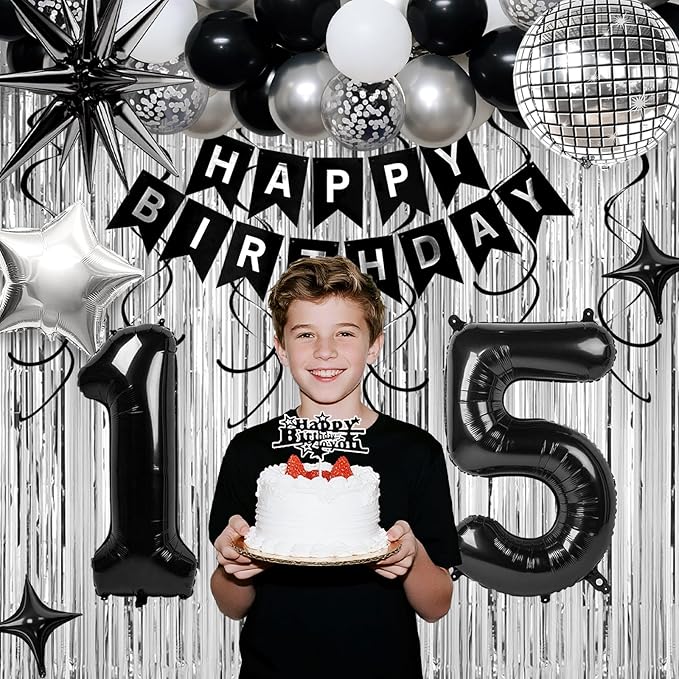15th Birthday Decorations for Boys Girls, Fringe Curtains Kit - Image 3