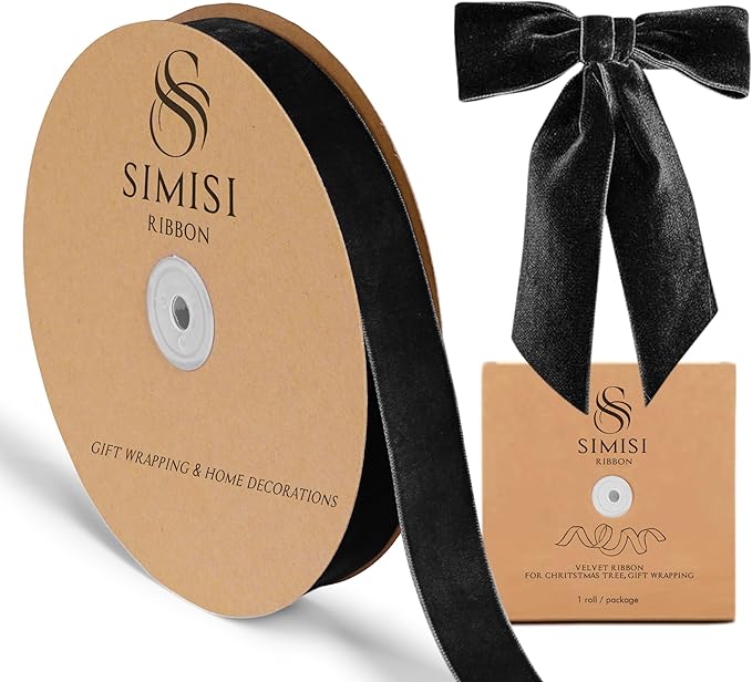 Black Velvet Ribbon 1'' 25 Yards by SIMISIRIBBON