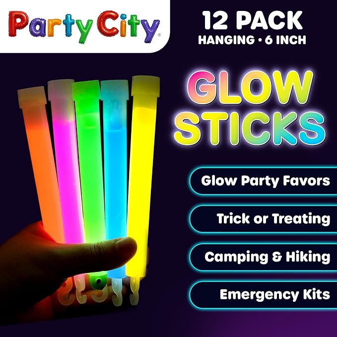 Party City Multicolor Glow Sticks Bulk Pack 6”- 12pk Glow in the Dark Sticks - Image 2