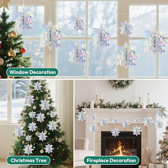 Benbilry 3D Hanging Snowflake Decorations - Image 4