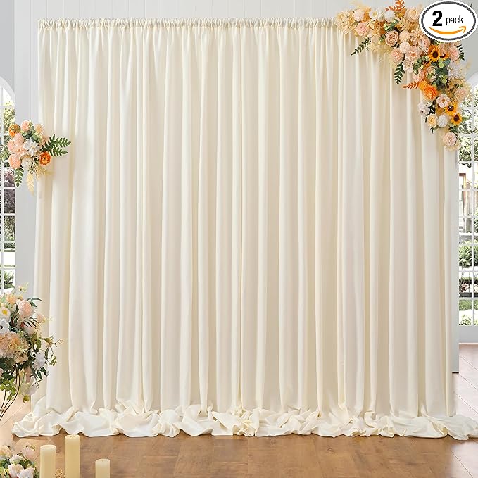 10ft x 10ft Thick Ivory Backdrop Curtains by ENJOYYOURPARTY