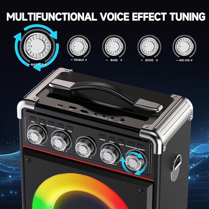 Karaoke Machine with 2 Microphones: HWWR Portable Karaoke Machine - Image 3