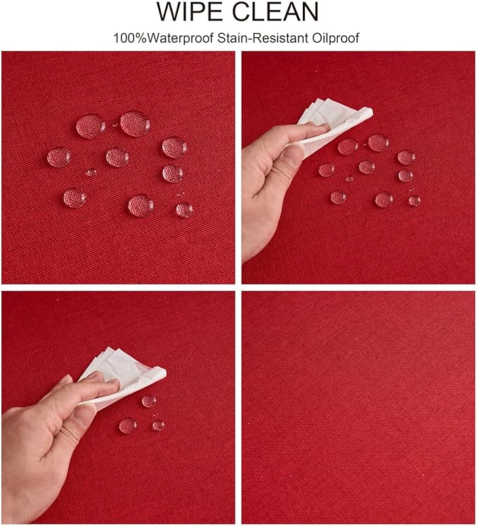NLMUVW Red Linen Tablecloth Square, Christmas Table Cloth Water Resistant Table - Image 3