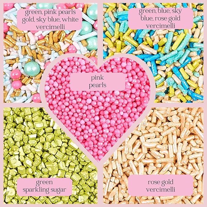 Confect Sprinkles – 5 Pack Assorted Cake Decorating Mix – Festive Edible - Image 3