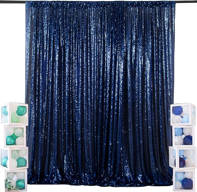 ShiDianYi 4FTX6FT-Navy Blue-Sequin Photo Backdrop, Wedding Photo Booth by ShiDianYi