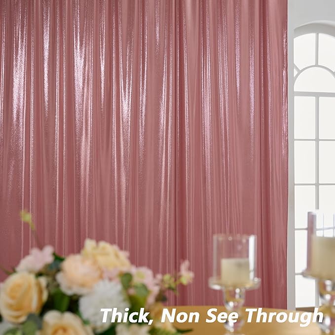 10x10 ft Wrinkle Free Rose Gold Sequin Backdrop Curtain - Image 6