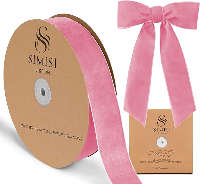 Pink Velvet Ribbon 1.5'' 25 Yards by SIMISIRIBBON
