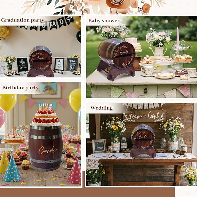 OurWarm Wooden Card Box for Wedding, Vintage Gift Card Box - Image 6