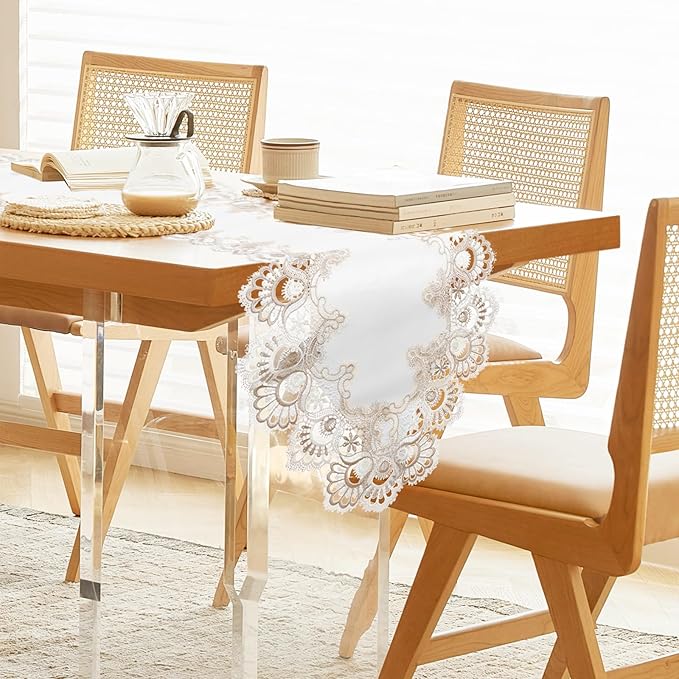 Vintage Lace Dining Table Runner, 108 Inches Macrame Coffee Table Runners - Image 2