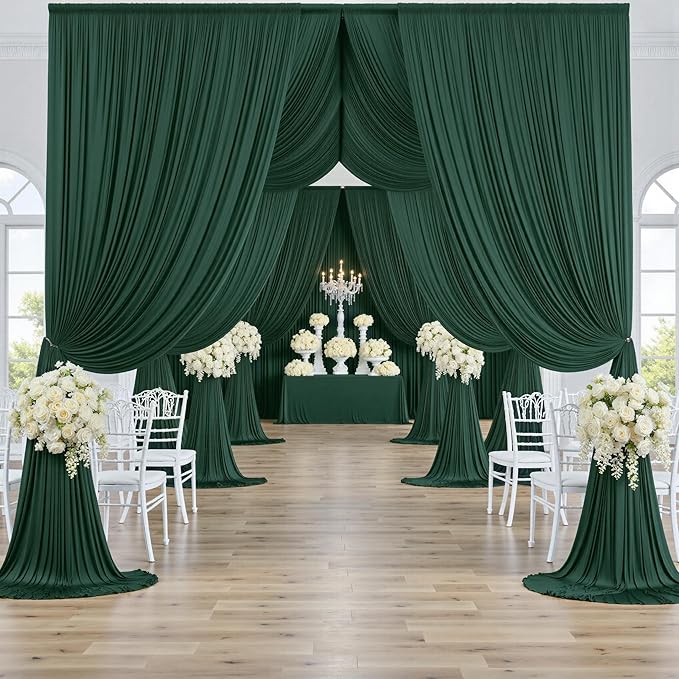 30ftx10ft Wrinkle Free Hunter Green Backdrop Curtains - Image 8