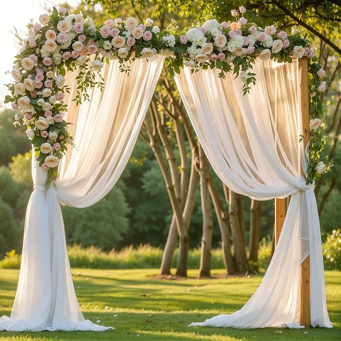 PARTISKY Wedding Arch Draping Fabric, 1 Panel 18FT White Drapes Chiffon Fabric - Image 7