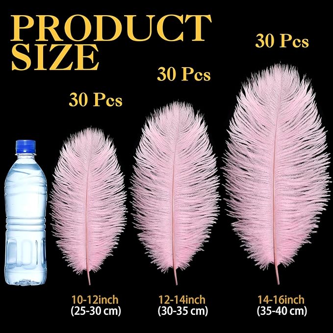 Maitys 90 Pcs Large Natural Ostrich Feathers Bulk 14-16 Inch 12-14 Inch 10-12 - Image 2