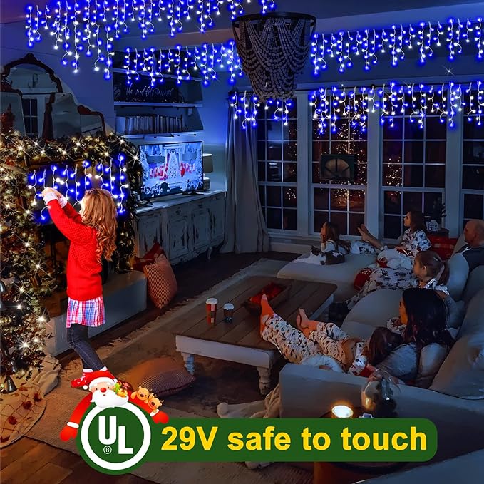 KNONEW Christmas Lights Outdoor Decorations 400 LED 33ft 8 Modes Curtain Fairy - Image 6