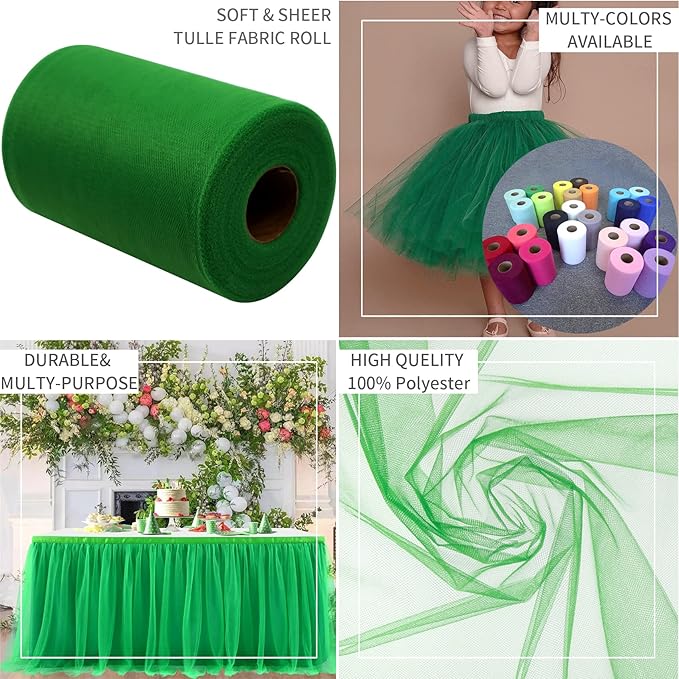 Emerald Green Tulle Fabric Rolls 6 Inch by 200 Yards Fabric Spool Tulle Ribbon - Image 6