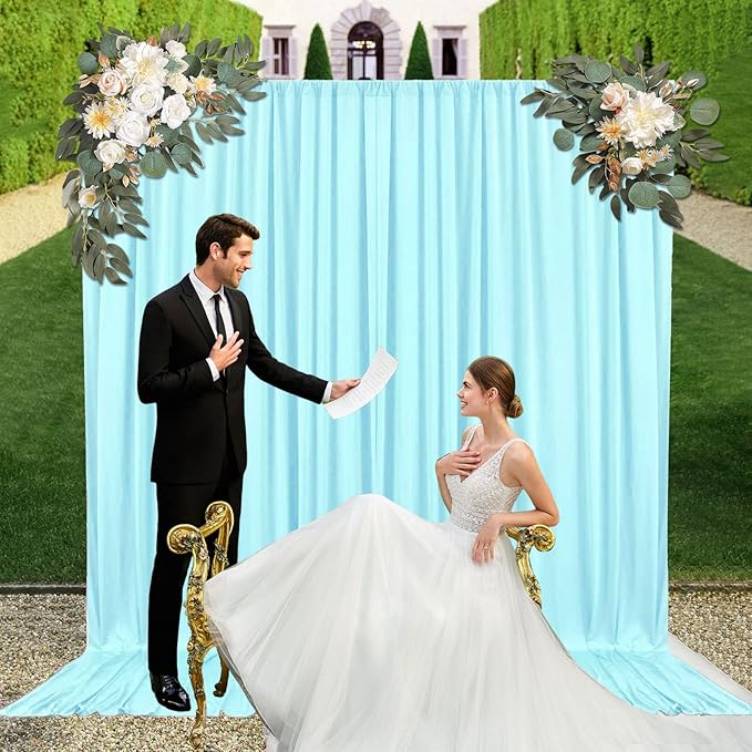 10ft x 10ft Lake Blue Backdrop Curtains - Image 5