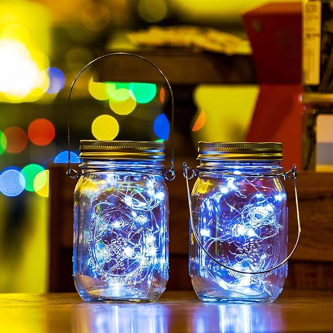 VOOKRY 6 Pack Solar Mason Jar Lights, 30 LED Mason Jar Lids Waterproof Firefly - Image 7