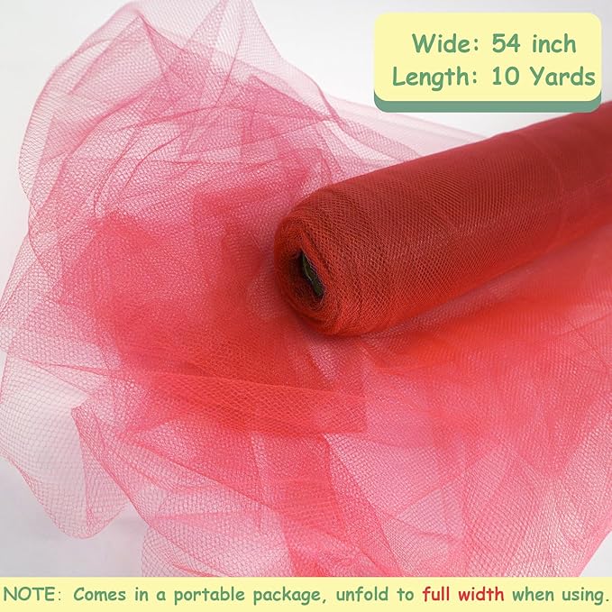 Red Tulle Fabric Roll, 54 Inch by 10 Yards - Image 4